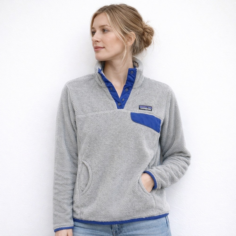 Patagonia Re-Tool Snap-T Fleece Gray Blue Pullover Outdoor Hiking Gorpcore M